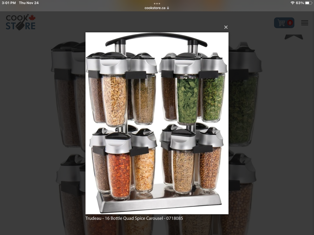 TRUDEAU 16 BOTTLE QUAD SPICE CAROUSEL